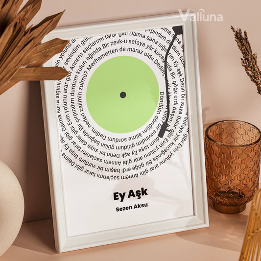Özel vinly şarkı sözleri plağı | Çerçeveli Poster
