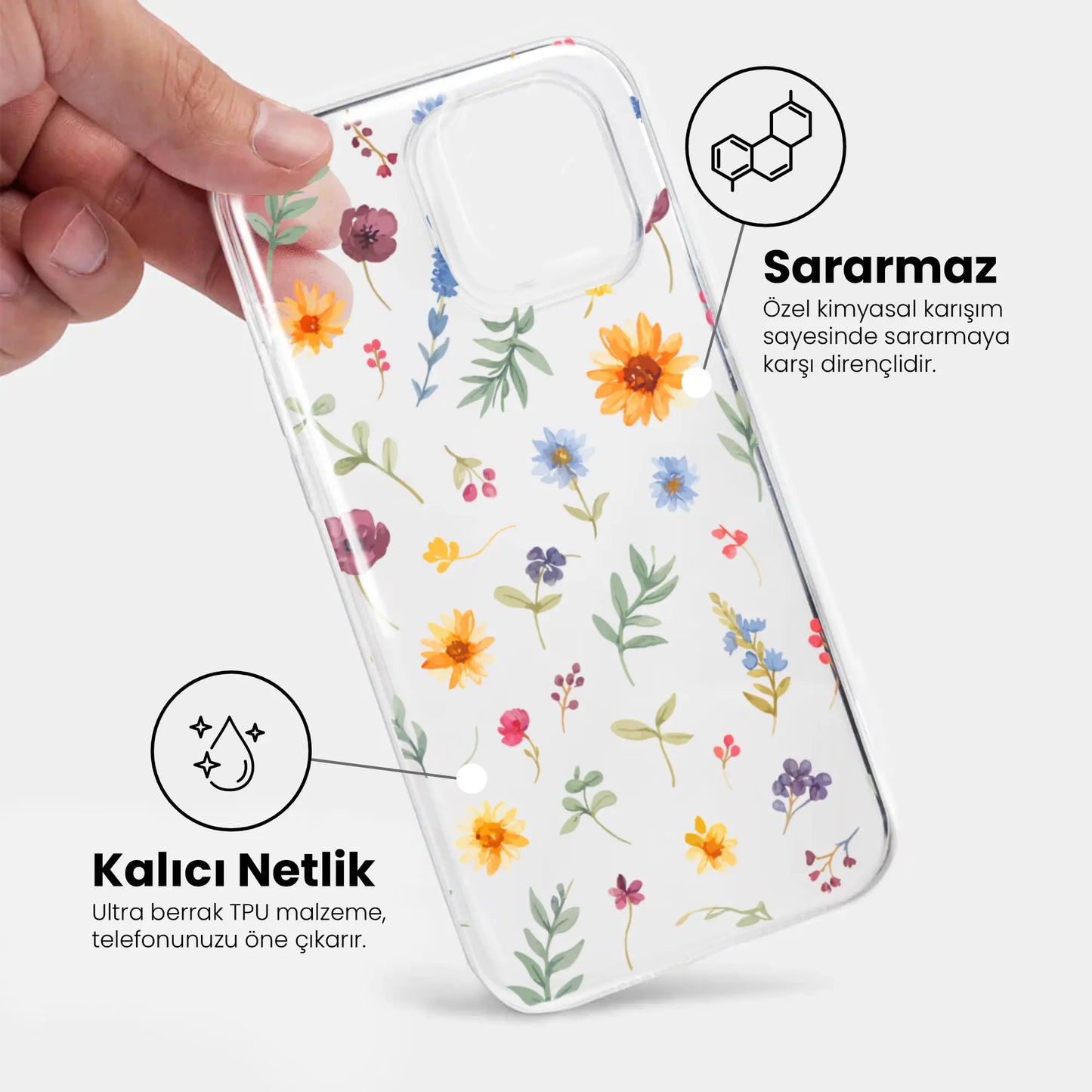 Floral Breeze - Şeffaf Telefon Kılıfı