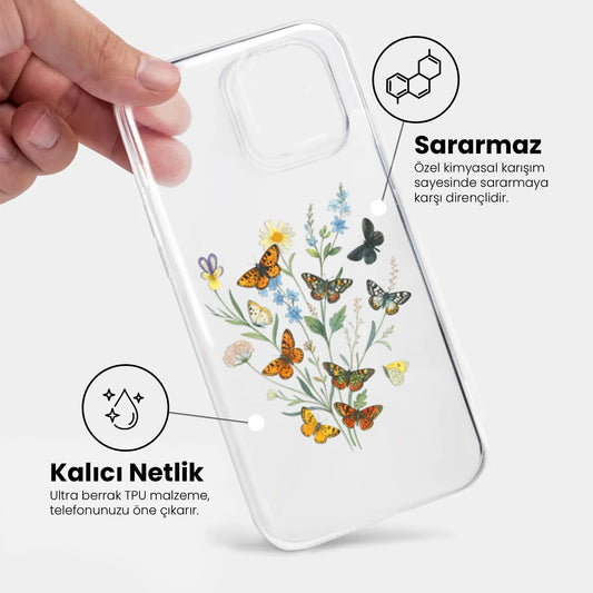 Vintage Butterfly - Şeffaf Telefon Kılıfı
