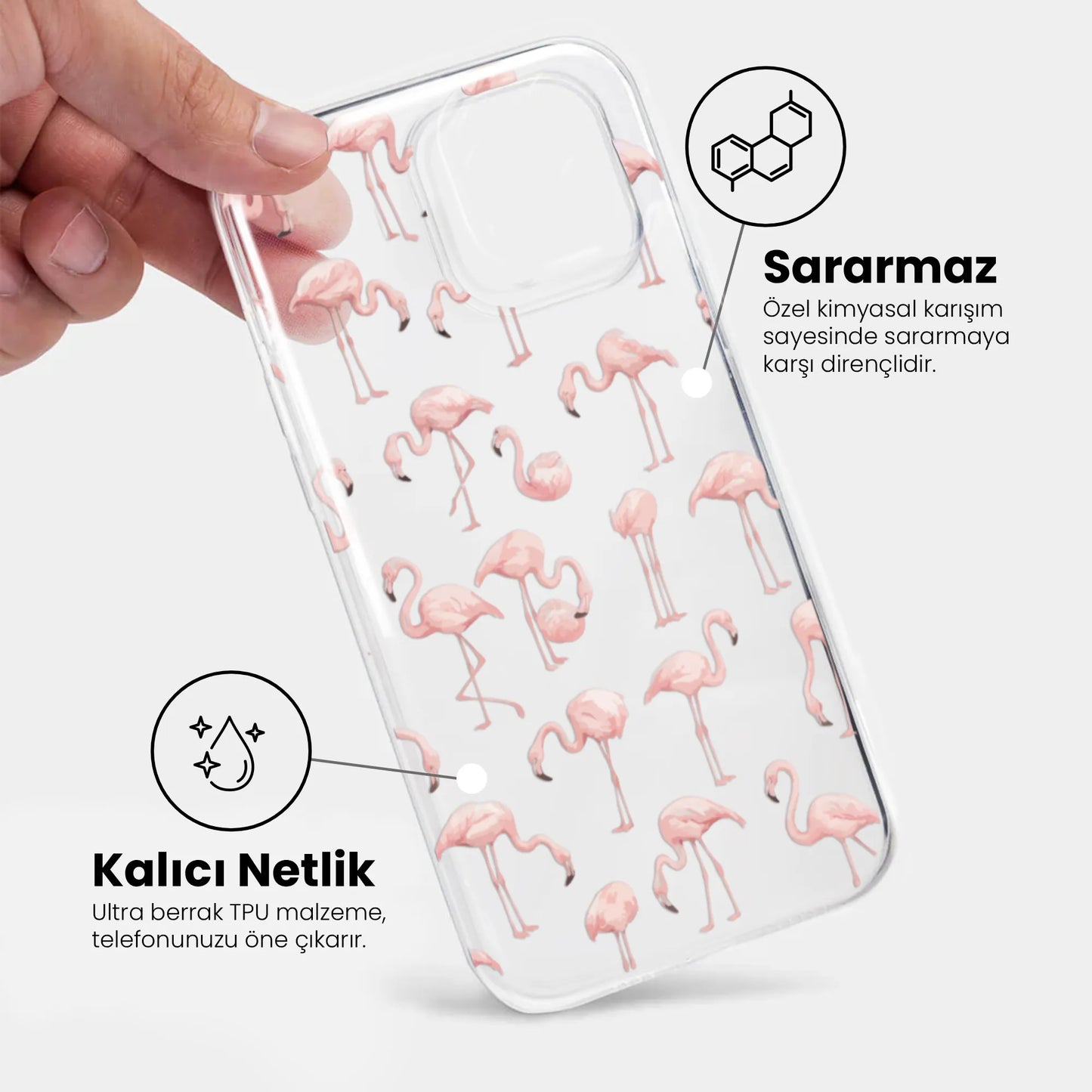 Nostalgic Pink - Şeffaf Telefon Kılıfı