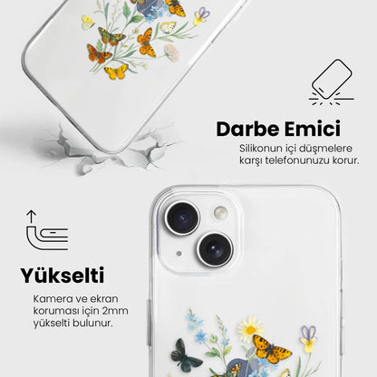 Vintage Butterfly - Şeffaf Telefon Kılıfı