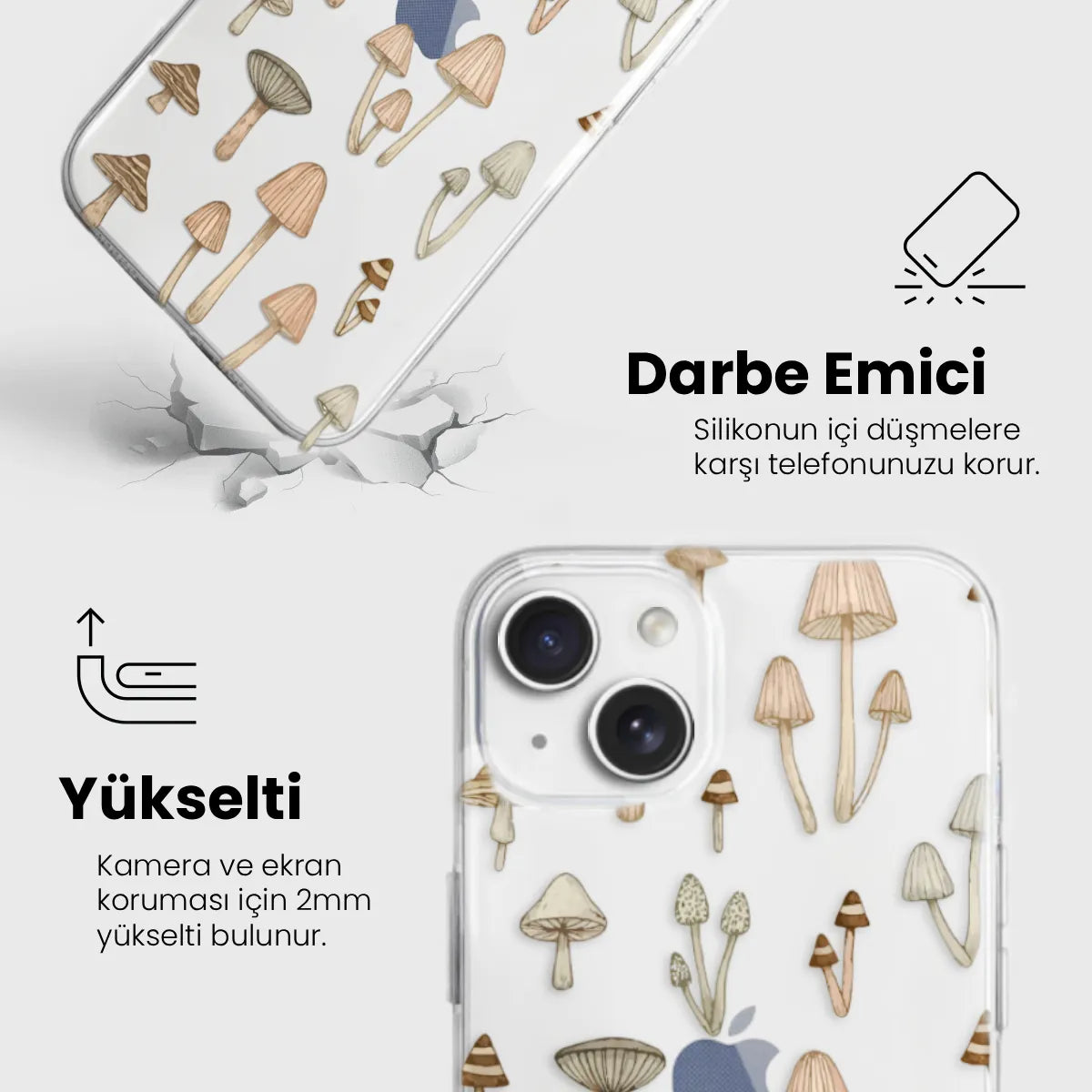 Muddy Mushrooms - Şeffaf Telefon Kılıfı