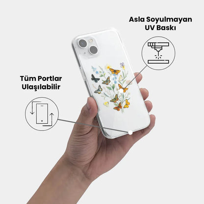 Vintage Butterfly - Şeffaf Telefon Kılıfı